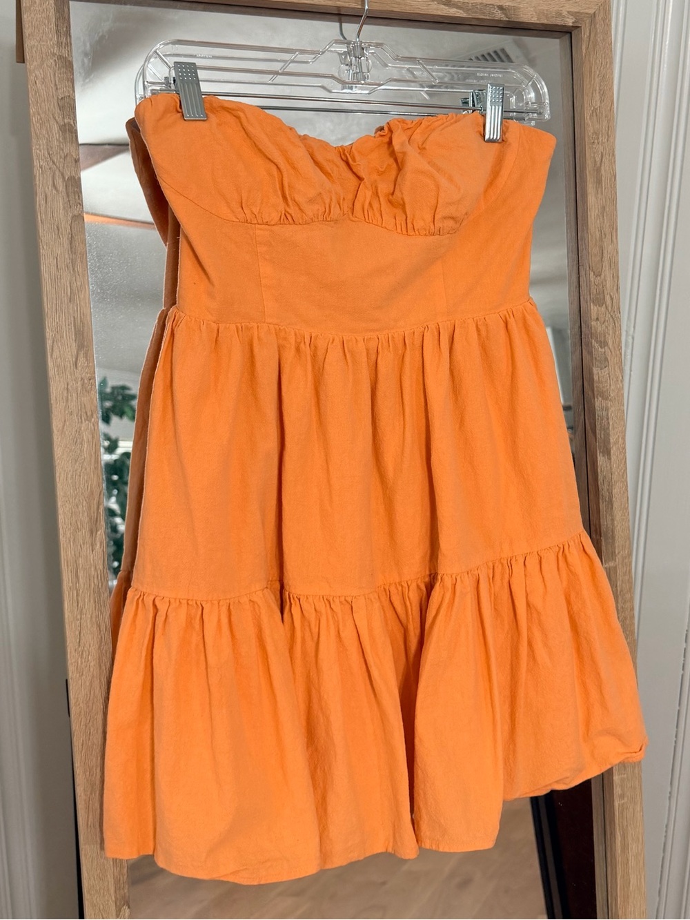 Vestique Orange Strapless Cotton Mini Dress